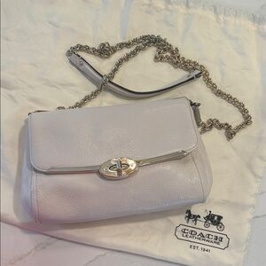 Coach Cream Leather Crossbody Bag with Chain Strap